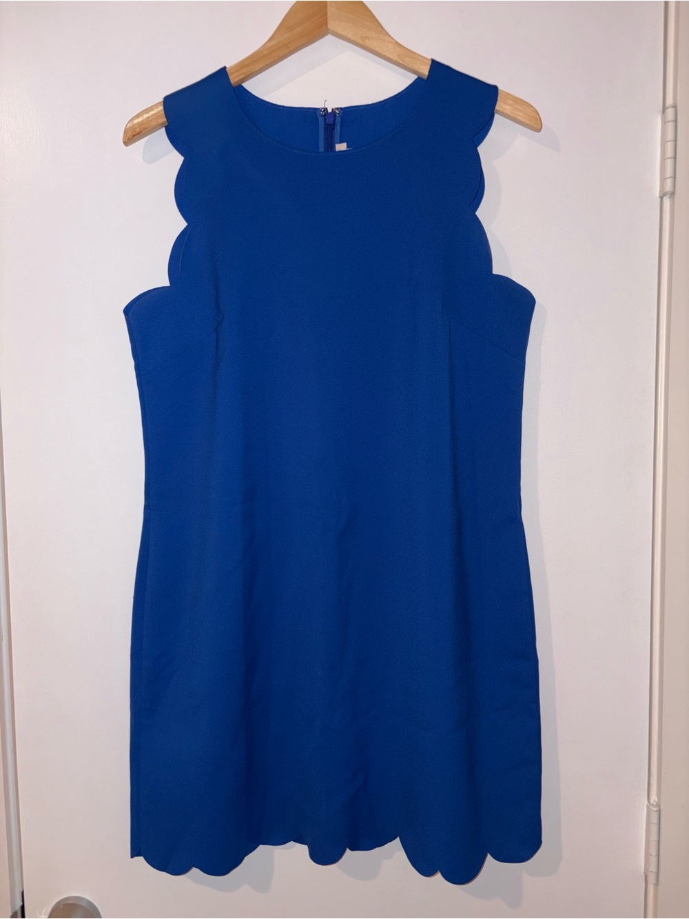 J. Crew Scalloped Edge Sleeveless Dress in Royal Blue
